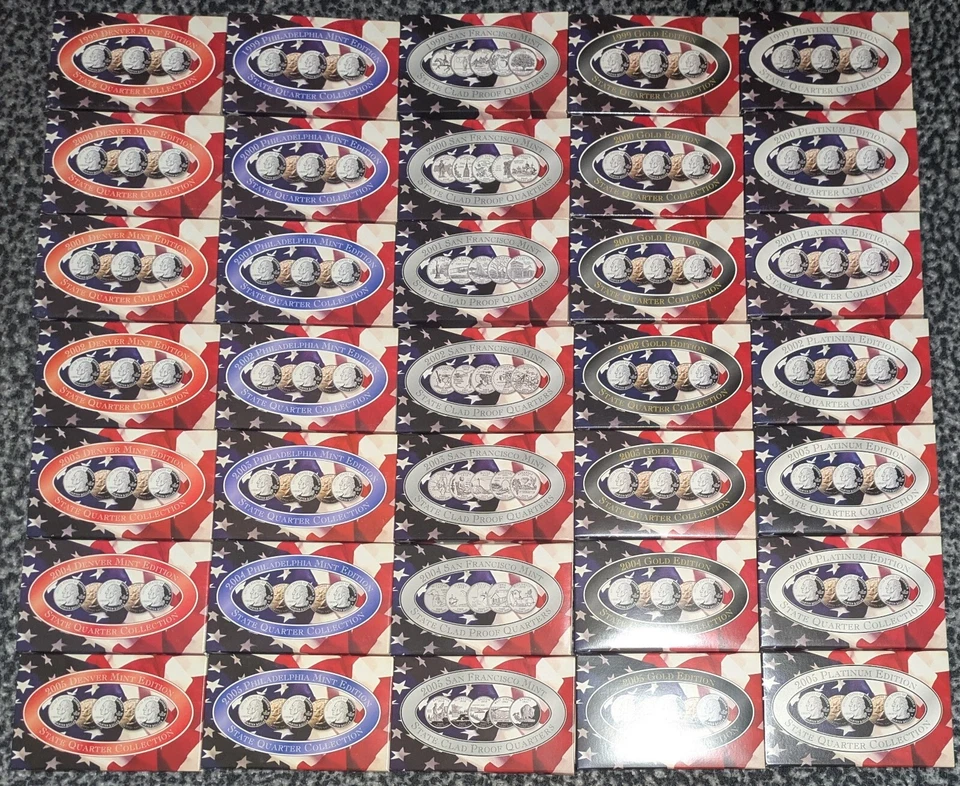 1999 - 2005 State Quarter Collection Coin Sets P D S Proof + Gold & Platinum Plt - Image 2 of 4