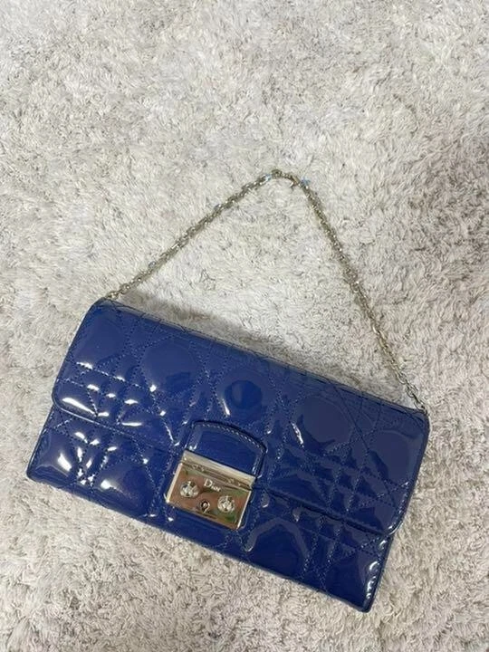 Portefeuille chaîne Christian Dior Miss Dior émail bleu occasion