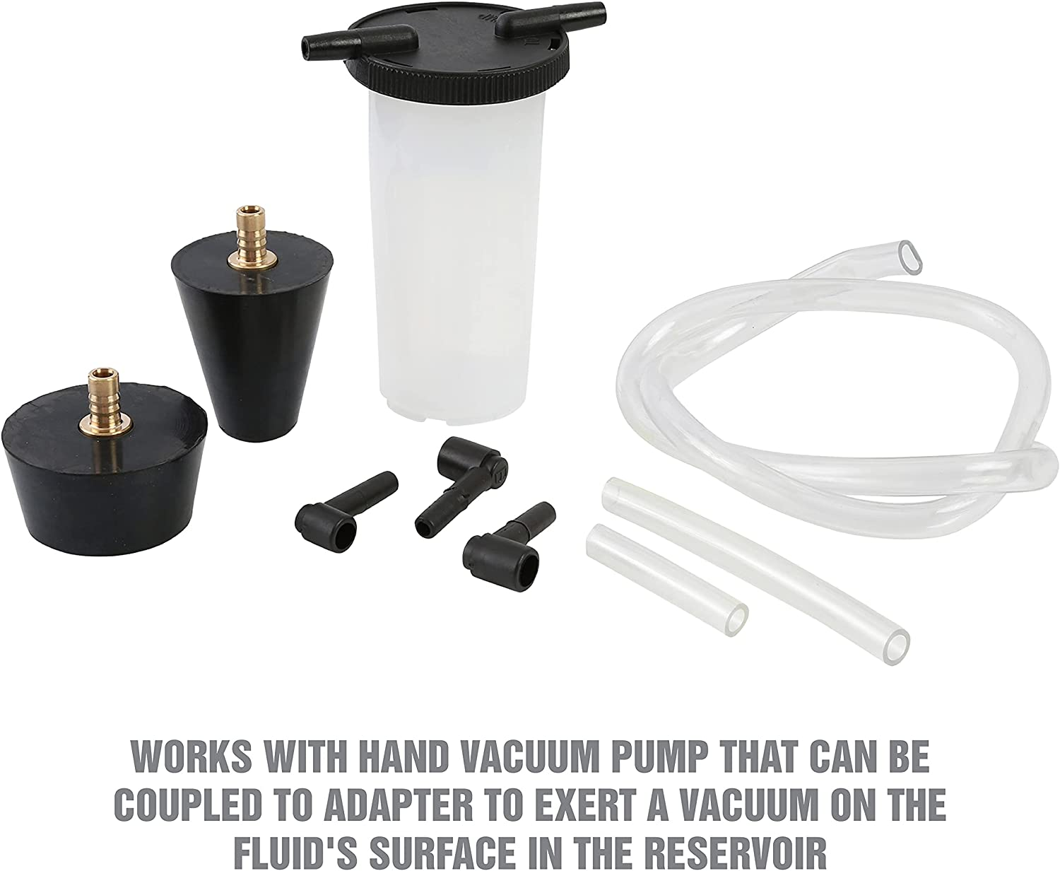 Power Steering and Brake Bleed Adapter Kit Works with Hand Vacuum
