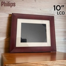 Philips 10" LED Mahogany Wood Frame Picture Wall Digital Desk Photos Panel