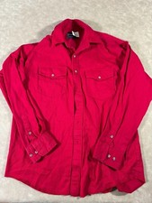 Wrangler Western Shirts Mens Button Down Long Sleeve Chest Pockets Red 16.5/35