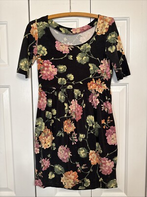 Vintage Betsey Johnson 90s Punk Label Knit Dress Black with geraniums L  Pockets | eBay