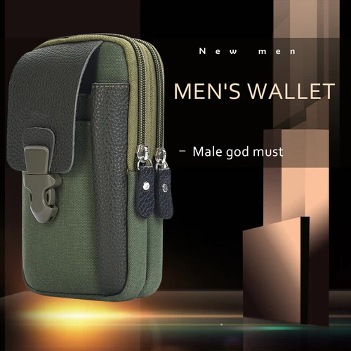 Canvas Men Waist Belt Bags Business Sports Casual Male Zip Mobile Phone Pouch - Picture 24 of 39