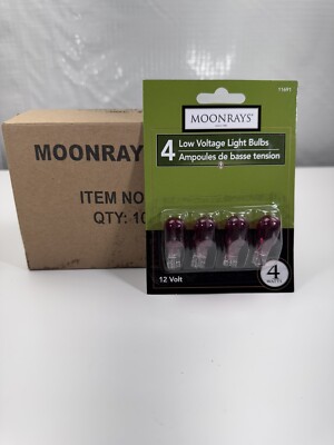 Moonrays 4 Low Voltage Light Bulbs Red 12 Volts 4 Watts 10 Packs (4 Bulbs/pack)