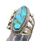 NAVAJO 925 Silver  Vintage Twisted Rope Border Abalone Ring Sz 9  RG26363