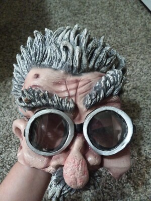 Vintage 2002 Disguise Mad Scientist Professor Exposed Brain Einstein Goggle Mask