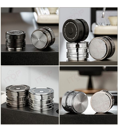 Coffee Espresso Tamper 51-58mm Black/Silver Replaceable Waffle or Ripple Base - Picture 13 of 29