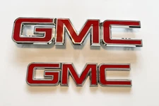 2015-2019 GMC Sierra 1500 2500HD 3500HD Chrome Red Front & Tailgate Rear Emblems