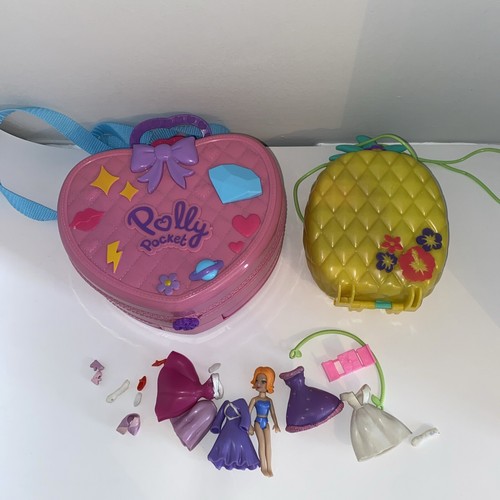 polly pocket bundle job lot Heart Backpack , Pineapple Hand Bag With Accessories - Picture 12 of 12