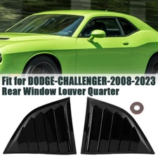 For 2008-2023 Dodge Challenger Gloss Black Side Window Louvers Scoop Cover Vent