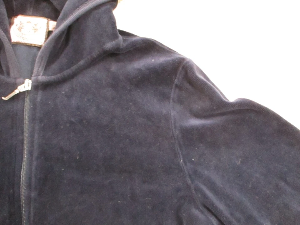 Y2K Juicy Couture женская куртка средний синий бархат молнии карманы с капюшоном хлопок - Изображение 3 из 4