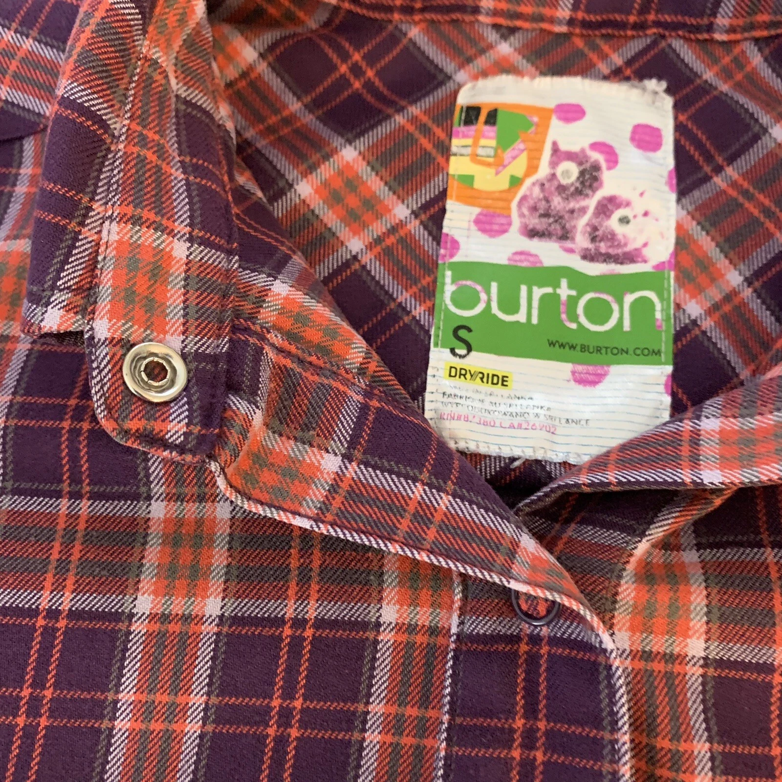 burton dryride snap front flannel pockets shirt
