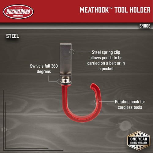 Bucket Boss - Meathook Tool Holder Pouches - Original Series 54066 Red - Picture 2 of 11