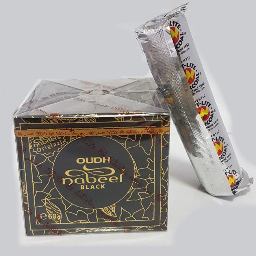 Oudh Nabeel Black 60g Bakhoor Oud Naseam Touch Me Etislabi + FREE 20
