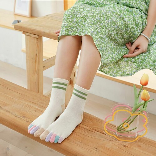 5 Pairs Girls Womens Cotton Toe Socks Five Finger Socks Casual Sports Socks - Picture 6 of 19