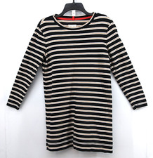 Lou & Grey Shirt Dress Womens Size M Black Brown White Striped 3/4 Sleeve