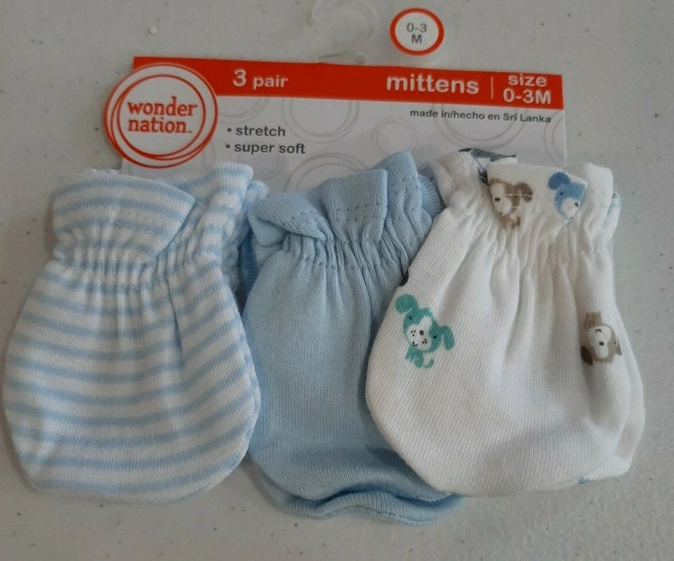 Paquete de 7 guantes Gerber Wonder Nation bebés niños NUEVO talla 0-3 meses safari, cachorro Foto 3 de 4