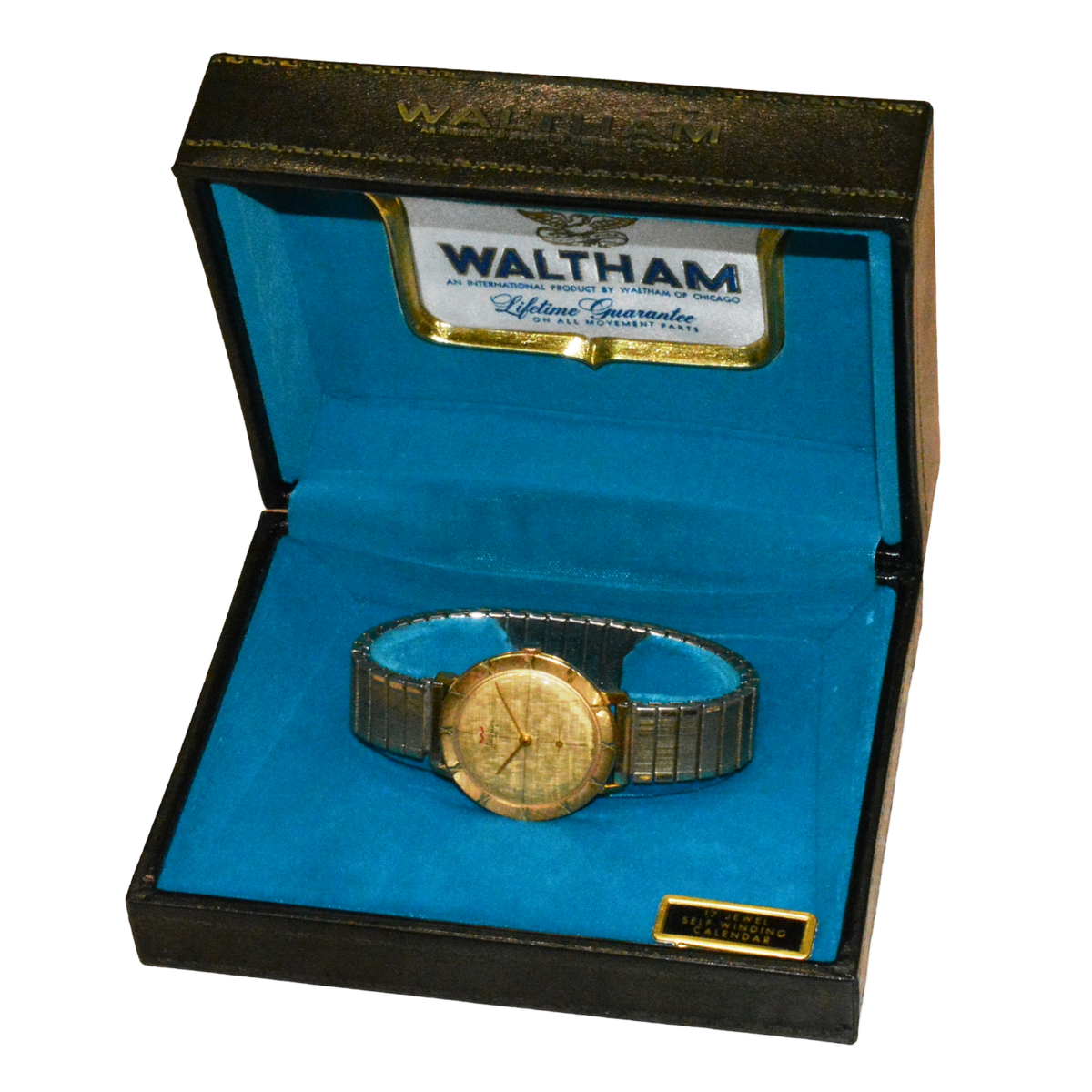 WALTHAM 17 JEWEL MECHANICAL WRISTWATCH BFPM-02-050 Vintage WALTHAM 17 Jewels Gents Wristwatch With Black Dial  main image 4