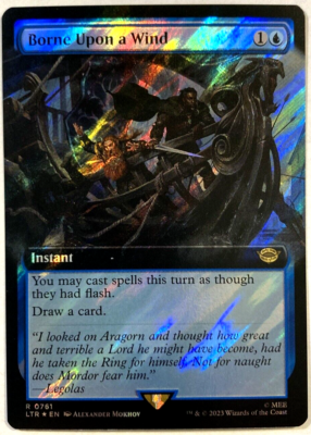 MTG Borne Upon a Wind EXTENDED ART SURGE FOIL Lord of the Rings