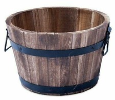 Wooden Barrel Planter different sizes Burnt Wood. garden plant pots. flower pots