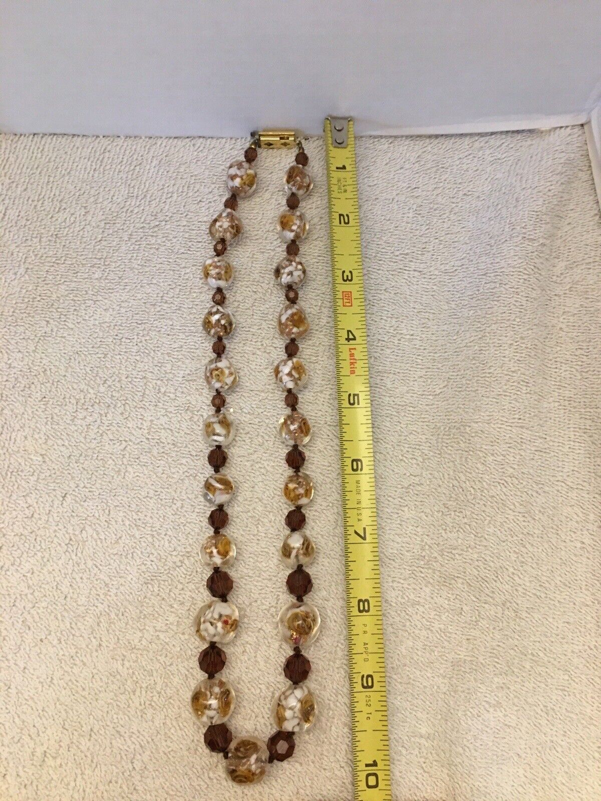 Vintage Necklace Art Glass Bead Necklace & Clip E… - image 7