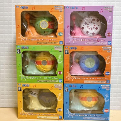 Set of 6 One Piece Den Den Mushi Speaker Complete Bandai Rare From Japan New