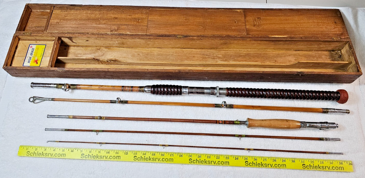 VTG 1950s Sakura Rainbow 102 Bamboo Rod Set w/ Rare Mahogany