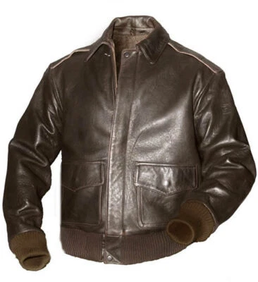 A-2 Pilotenjacke Herren Thousand Miles Flieger Lederjacke Stierleder braun NEU - Bild 1 von 4