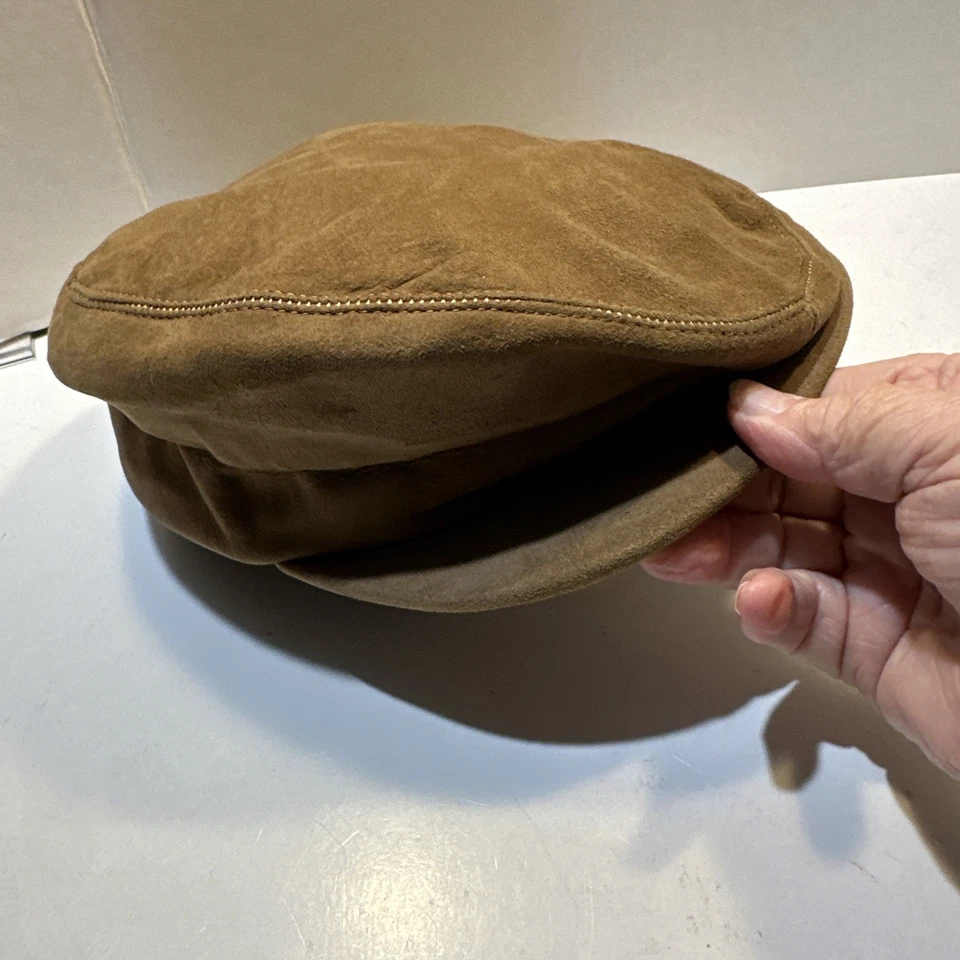 Gorra plana de gamuza marrón de colección 7 3/8 Newsboy/Cabbie Foto 2 de 4