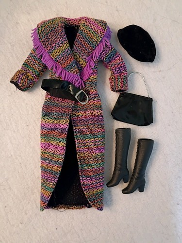 1995 Barbie Fashion Avenue Coat Jacket Purple Fringe Tassel Vintage RARE