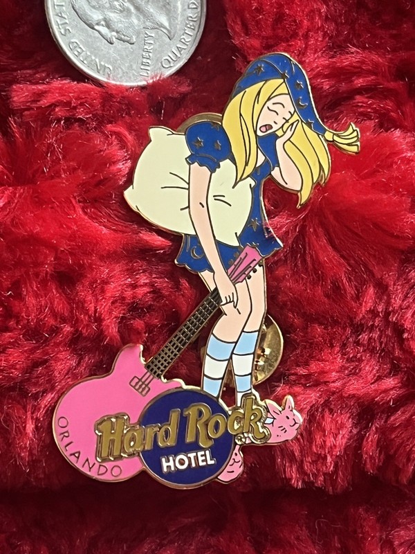Hard Rock Cafe Pin Orlando hotel, sleepy girl, pajamas