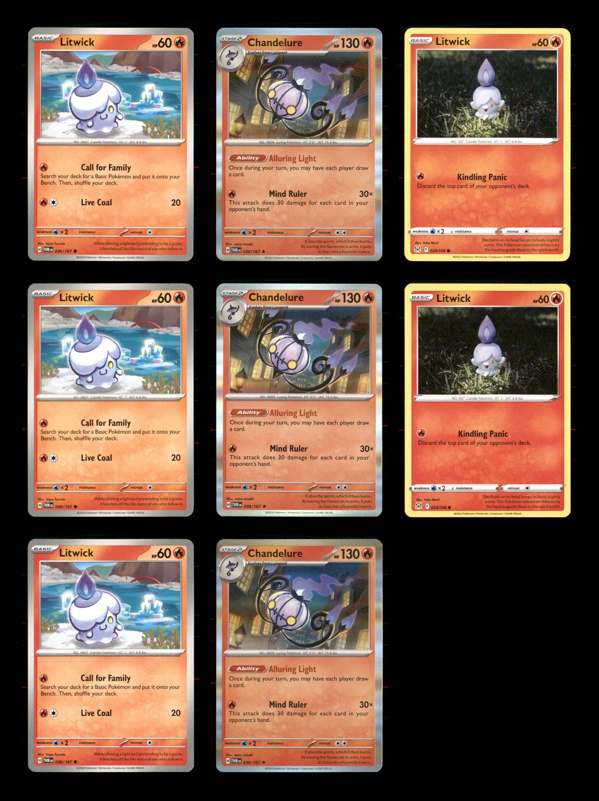 Litwick Lot 8 Pokemon Cards 2024 Scarlet & Violet Series - Twilight Masquerade