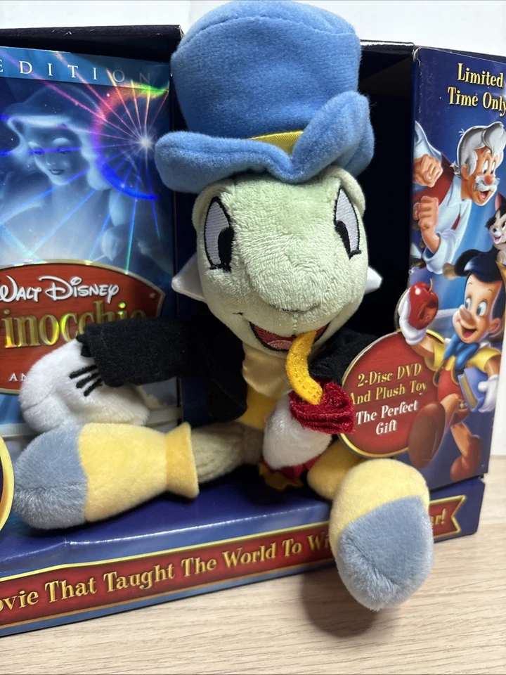 Disney Pinocchio 70th Anniversary 2-Disc DVD Set w Jiminy Cricket Plush New HTF - Image 2 of 4