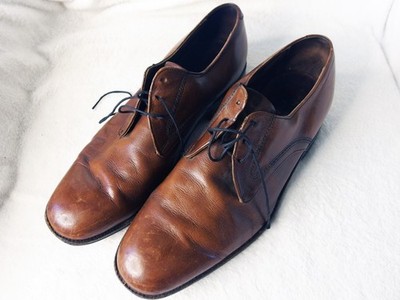Vintage Freeman Free-Flex Men s Brown Leather Oxford Dress Shoes Size 8E Wide US