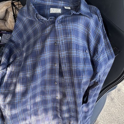 Arrow Blue Jeans Co Men's Blue Plaid Flannel Long Sleeve Button-Up Shirt 2XLT