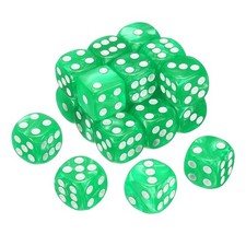 20Pcs 6 Sided Colored Standard Dice, Acrylic D6 Pearl Pattern Dice, Light Green