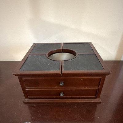 Bombay Company Wooden Valet Desktop Box with Metal Tray Insert Center
