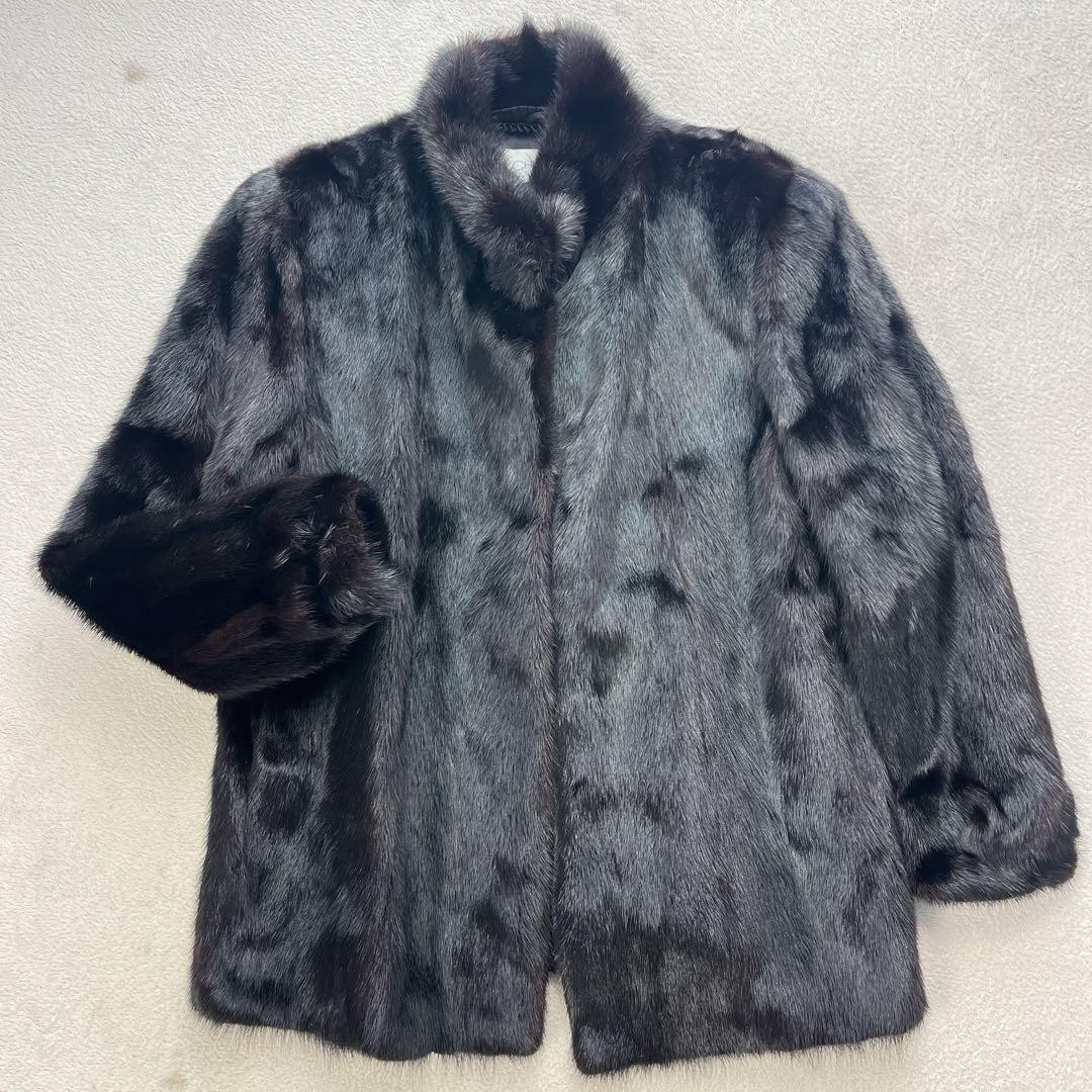 SAGA FURS Mink SELECTED Black Women's Long Coat XL  I040116