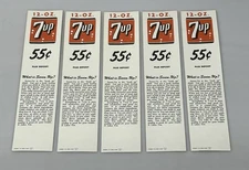 1964 Lot of 5 7up Soda Pop Carton Stuffers 55 Cent Unused Advertising Sign