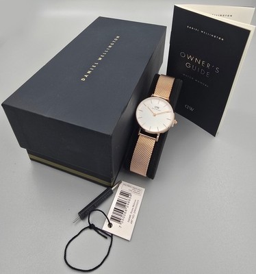 NEW Daniel Wellington Petite Melrose DW00100219 Rose Gold Watch 28mm Box papers