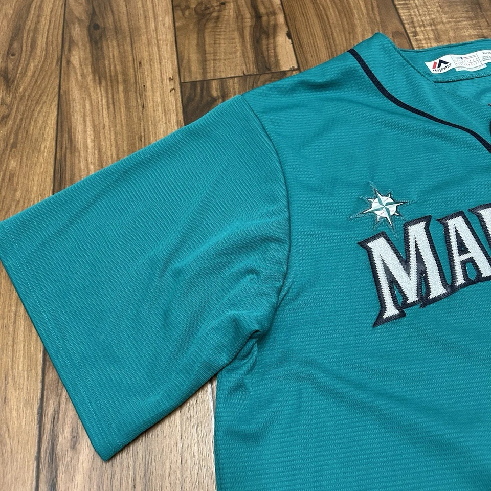 Seattle Mariners Cano Authentic Majestic Cool Base Teal Jersey Sewn Mens XL - Image 4 of 4