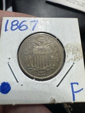 1867 Shield Nickel 5c Five Cent United States Mint Type Coin Higher Grade