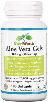 Aloe Vera Supplement  Made with Organic Aloe Vera 100 Softgels