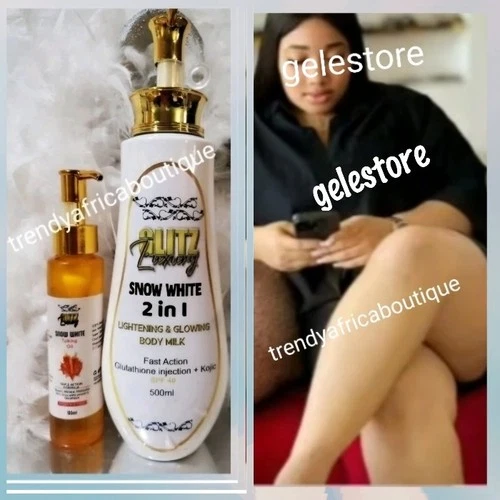 IMPROVED! 2pcs Glitzluxury SNOW WHITE Lightening Body Lotion & TALKING OIL set