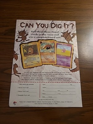 Pokémon TCG Fossil Set Beckett Contest 8X11 Print Ad 2000 Vintage 