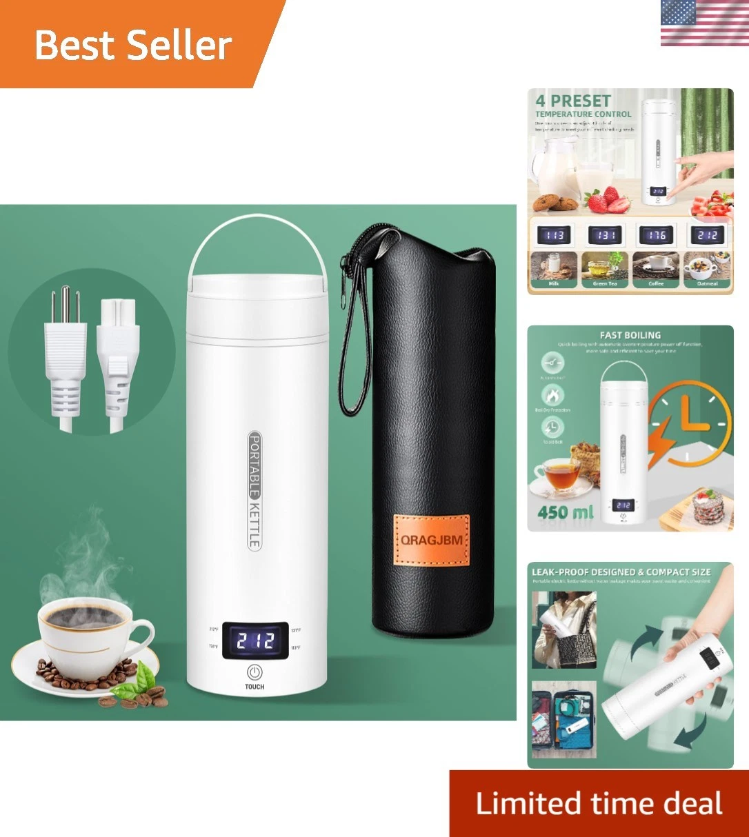 Travel Electric Kettle Small Portable Mini Water Boiler with 4 Temp Control
Opens in a new window or