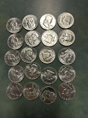 Franklin Half Dollar Silver Coins Lot 1963 Uncirculated 50C US