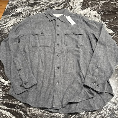 Outerknown Dillon 2 Pocket Flannel Shirt Heather Charcoal Mens Small NWT $128