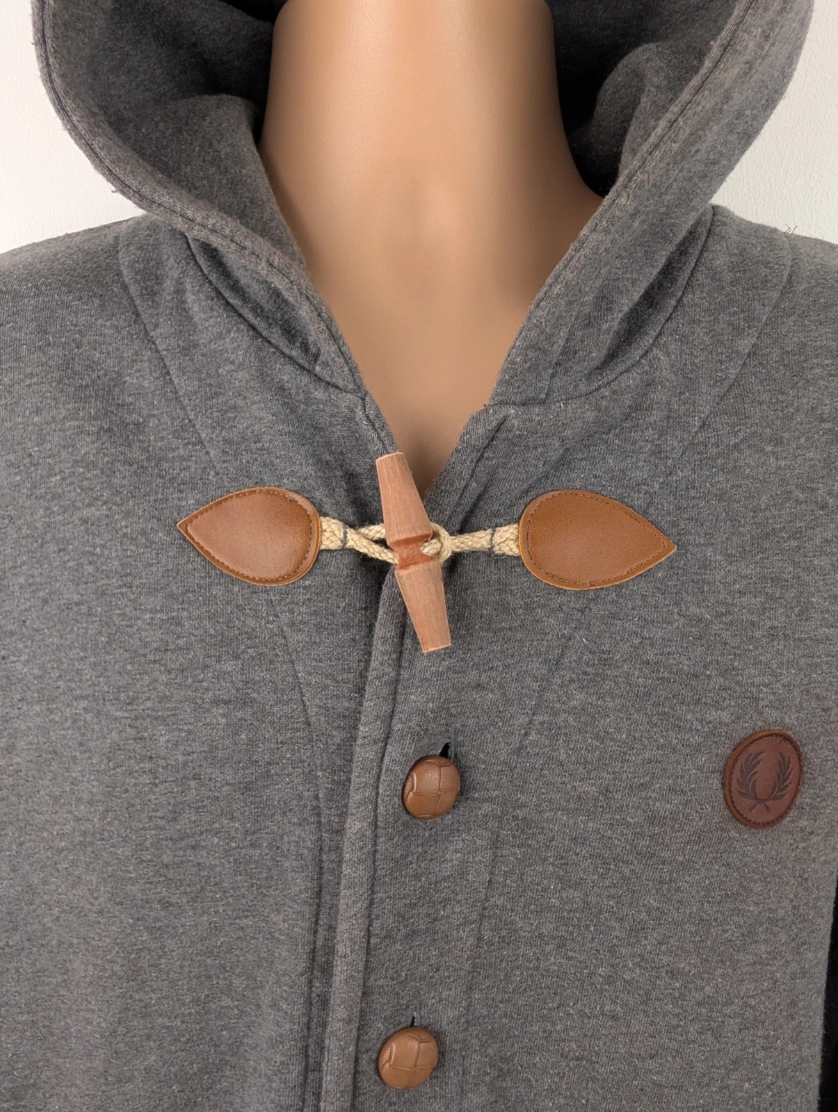 Fred Perry Waffle-Lined Toggle Hoodie Grey Marl. Mens Large. DN3399 image 4