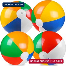 Vellibring 4 Pack 20" Summer Inflatable Big Beach Balls Rainbow Swimming Pool Wa